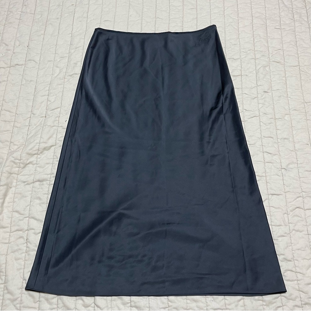 Coach Long Satin Black Midi Skirt Women’s Size 8 Style Number Cq177